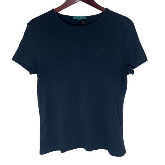 Ralph Lauren LRL Classic Black Shirt Top Minimalist Logo Sz XL Cotton Casual Rib - Picture 3 of 11